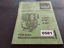 581 HATZ Betriebsanleitung  für Motoren Typ E 571 und E 671