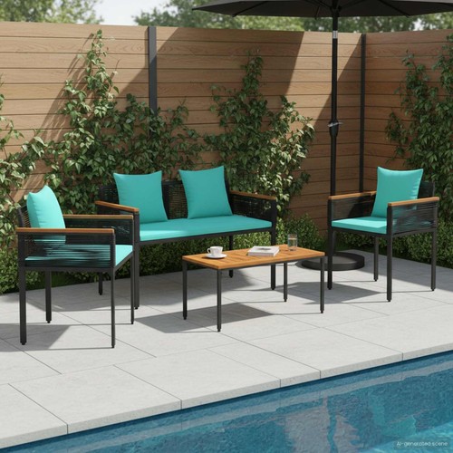 4tlg gartenmöbel set rattan - 4tlg,