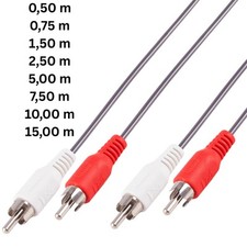 Cinch Audio Kabel 2 Cinch auf 2 Chinch Stecker RCA Stereo Kabel Hifi 0,5m - 15m