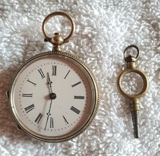 Taschenuhr Cylindre 4 Rubis um 1880, Cuivre, m.Schlüssel, funktioniert, Nachlass