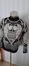 Bestickte entzückende neu Damen Tunika- 38, schwarz  / weiß, Eule ? 