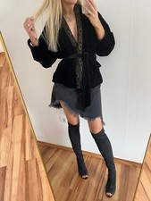 ❤️ZARA LIMITED EDITION SAMT KIMONO JACKE BLAZER STICKEREI SCHWARZ