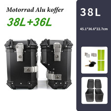 Aluminum Motorrad Koffer Auspuffrohr Kofferträger 36L & 38L Sattelbox Neu R+L DE