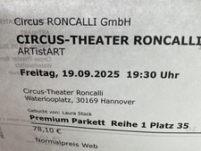 2 Tickets Circus Roncalli am
