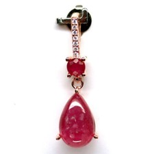 Schöner roter Rubin Anhänger mit Cubic Zirkonia Steinen,Rotgold Plated