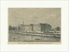 Neubau der Fürsten und Landesschule in Grimma Nemmert Mulde Holzstich E 25728