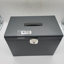 Esselte Hängemappenbox aus Metall, anthrazit - Deckel ist lose, Schlüssel fehlt