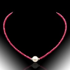 BAILYSBEADS selten rot Spinell-Collier Necklace Kette Halskette mit MK Perle 252