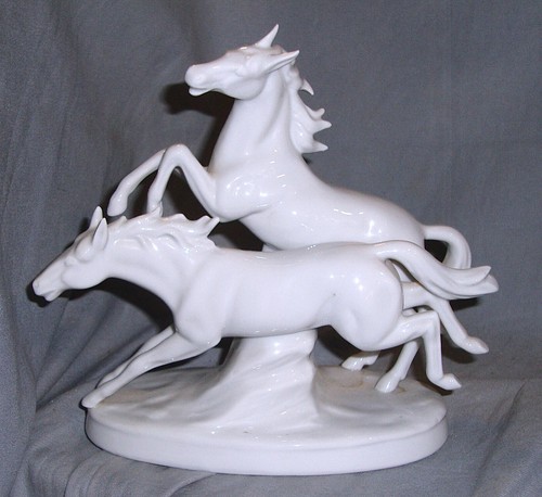Porzellanfigur pferde weiß - porzellanfigur, pferde,