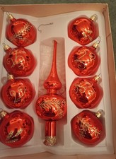 Christbaumkugeln Weihnachtskugel Christbaumschmuck Krebs Glas Lauscha? rot Gold