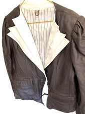 W!  damen leder blazer   S  38 schwarz/ Weiß