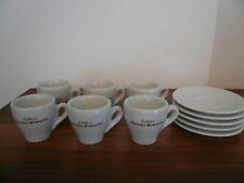 Nuova Point 6 Espressotassen weiß mit Aufschrift dickwandig  & 5 Untertassen