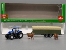 Traktor Modell H0 1:87 Siku Farmer Set 1863 New Holland + Viehanhänger Kühe OVP