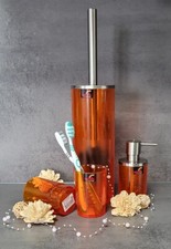 NYO Acrylic Orange 4 Teilige Badset/ Badezimmer Sortiment. Acryl Halbtransparent