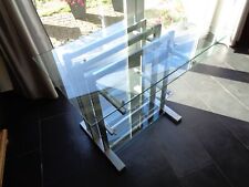 Glas Alu Schreibtisch Computertisch Tastaturauszug Druckerauszug *Guter Zustand*