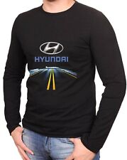 Hyundai Autobahn Auto Logo Schwarze T-Shirt Langarmshirts - 1143 -LA