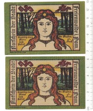 FREIENWALDE / Pommern (heute Polen: Chociwel) 2 x 25 Pf mit grünem Rand, RAR