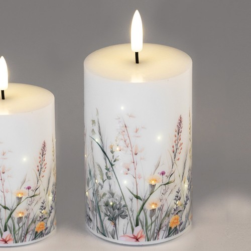 Led kerze wiesenblumen 12cm - wiesenblumen,