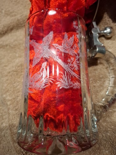 Bierkrug glas mit zinndeckel - glas,,