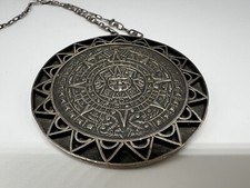 Silber Maya Calender Amulett + Kette Mexico vintage Schmuck