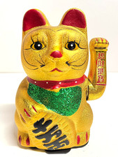 Winkekatze Maneki neko Gold