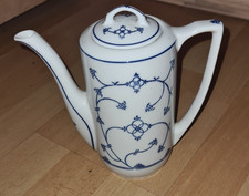 alte DDR  Jäger Eisenberg Porzellan Kaffeekanne mit Deckel indisch blau Saks