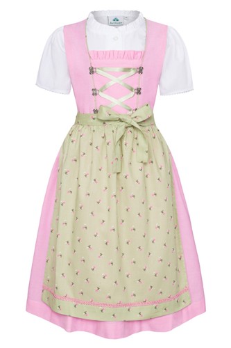 Kinderdirndl rosa grün 3tlg - rosa/grün,