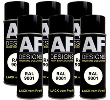 6x RAL Lackspray Autolack Sprühdose Spraydose RAL9001 CREMEWEISS glänzend matt