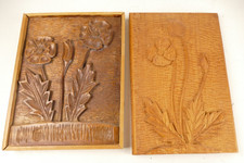 2x Holzbild Relief Holz Floral