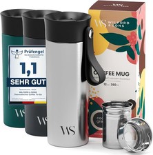 Thermobecher Kaffee To-Go Becher Edelstahl 360ml metallic