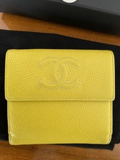 Chanel CC Portemonnaie Geldbörse, Wallet, Kaviar-Leder, Gelb / Lime, Full Set