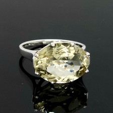925 Sterling Silber & Citrin Statement Ring UK P 1/2 - Natur Edelsteine Solitär