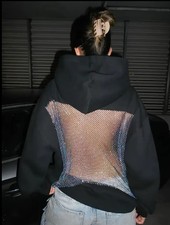 Polyester Sexy Netz-Hoodie mit