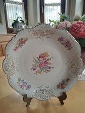 Prunkteller/Zierteller Alka Bavaria Porzellan Blumen Goldrand
