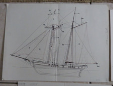 Grafik / Zeichnung - 2 Mast Schoner Morris / Segelschiff - 40 x 30 cm