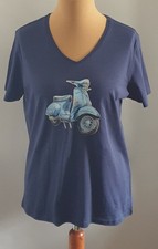 Damen T-Shirt blau Roller Motorroller Gr. XXL V-Ausschnitt 100%BW