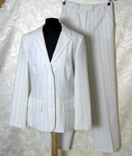 AMANTIS Hosen Anzug 36 Nadelstreifen Creme Blazer Hose Business Party Hochzeit