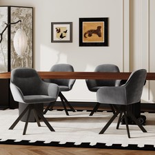 Goeurvant Esszimmerstühle 4er Set Küchenstühle Drehstuhl Stühle Dunkelgrau Samt