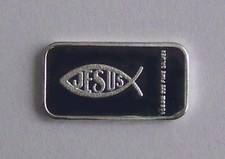 † JESUS FISCH / GOTT / KREUZ - SILBERBARREN - SILBER - MEDAILLE - GESCHENK  †