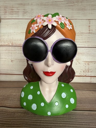Retro dame kopf übertopf vase - dame,