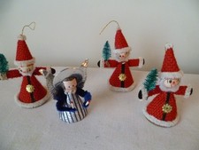 Alter Christbaumschmuck - Retro Engel und Nikoläuse mit Wattekopf  70erJahre