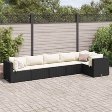 vidaXL 7-tlg. Garten-Lounge-Set mit Kissen Grau Poly Rattan