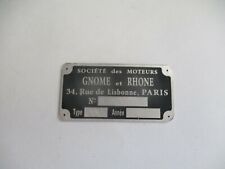 Typenschild Schild Gnome et Rhone Motorrad Oldtimer Rue Lisbonne Paris s71 s84