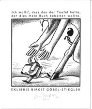EGBERT HERFURTH: Spruch-Exlibris für Birgit Göbel-Stiegler