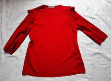 Zara Shirt Trafaluc Bluse mit Rüsche Gr. S Rot sommer urlaub guter Zustand