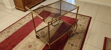 Teewagen Messing Barwagen Servierwagen Rauchglas Beistelltisch 60er 