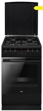 Amica Standherd 50cm Schwarz Gasherd Gaskochfeld Umluft Backofen Timer A