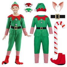 Wichtel Kostüm Damen Herren Kostüm Elfe Weihnachten Kind Kleid grün rot Schuhe...