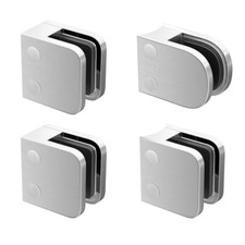 Glashalter Glasklemme Klemmhalter Edelstahl V2A Rohr Ø42,4 mm flach Geschliffen