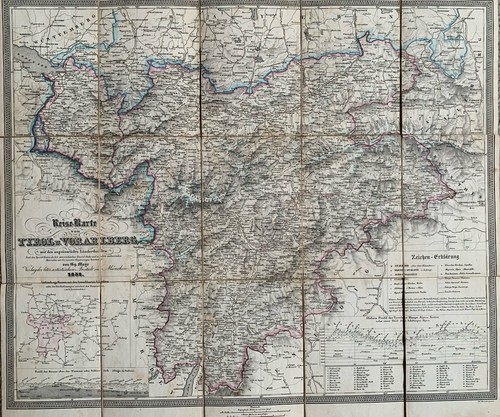 1838 faltkarte von tirol - faltkarte,